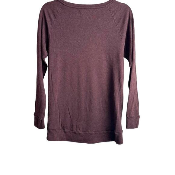 Aritzia TNA‎ Long Sleeve Scoopneck Tee Women's S Heathered Maroon Lightweight - Picture 2 of 8